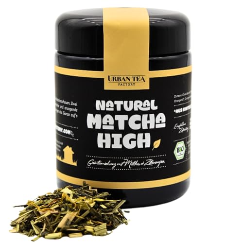 Urban Tea Factory | Bio Grüntee | Natural Matcha High | Grünteemischung mit Matcha & Zitronengras im Violettglas | 45g | loser Premium Bio-Tee | 100% natürlich | vegan von Urban Tea Factory