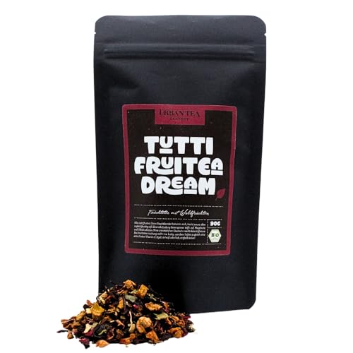 Urban Tea Factory | Bio Teemischung | Tutti Fruitea Dream | Bio Früchtetee mit Waldfrüchten im Violettglas | 90g | loser Premium Bio-Tee | 100% natürlich | vegan von Urban Tea Factory