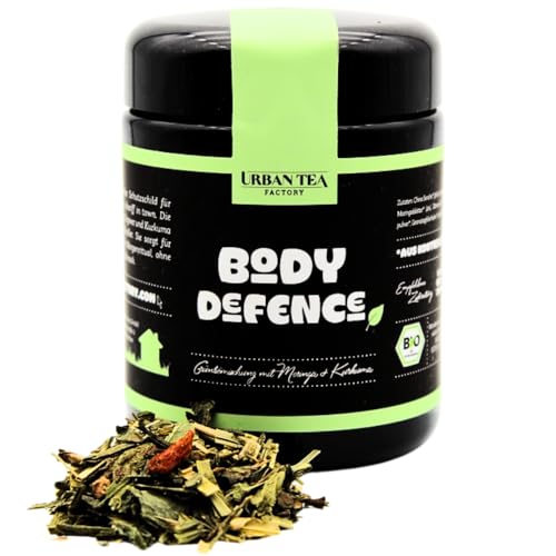 Urban Tea Factory | Bio Kräutertee | Body Defence | Grünteemischung mit Moringa & Kurkuma im Violettglas | 50g | loser Premium Bio-Tee | 100% natürlich | vegan von Urban Tea Factory