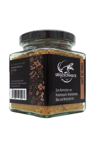 Urgeschmack Eventgrillen Cafè de Paris 85 g im Glas (französische Premium Gewürzmischung für Dips, Kräuterbutter, Gemüse, Fleisch oder Sauce) 1er Pack von Urgeschmack Eventgrillen