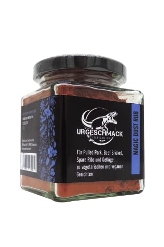 Urgeschmack Eventgrillen Magic Dust Rub 125g im Glas (Rub zum Marinieren oder als Gewürzmischung, Passend für Pulled Pork, Beef Brisket, Spare Rips oder für vegetarische Gerichte) 1er Pack von URGESCHMACK EVENTGRILLEN EST2020