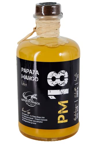 Urgeschmack Eventgrillen Papaya-Mango Likör 18% Vol. (mit 40% Fruchtmark Anteil, exotischer & fruchtiger Likör, für Cocktails oder auch Longdrinks) 1 x 0,5 Liter von Urgeschmack Eventgrillen