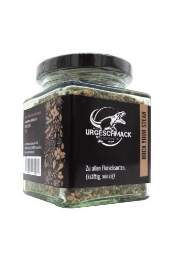 Urgeschmack Eventgrillen Rock your Steak 110 g im Glas (die Gewürzmischung passt ideal zu Steaks, gegrillten, Lamm, ist kräftig - würzig, rundet jedes Steak ab) / 1er Pack von Urgeschmack Eventgrillen