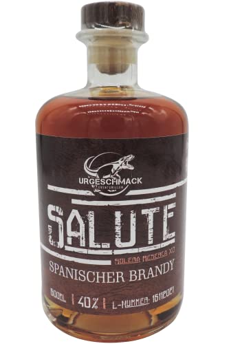 Urgeschmack Eventgrillen Salute 40% Vol. Premium Brandy (Spanischer Brandy Solera Reserva X.O.) Elegant mit einer Süßen Note & Sanften Aroma (1 x 0,5 Liter) von Urgeschmack Eventgrillen