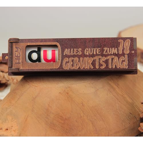 Urhome Geschenkbox Alles Gute zum 78. Geburtstag mit Duplo Schokoriegel - Überraschung Holzbox mit Spruch Gravur inkl. Schokolade Geschenk Riegel - Geburtstagsgeschenk Dunkel Braun von Urhome