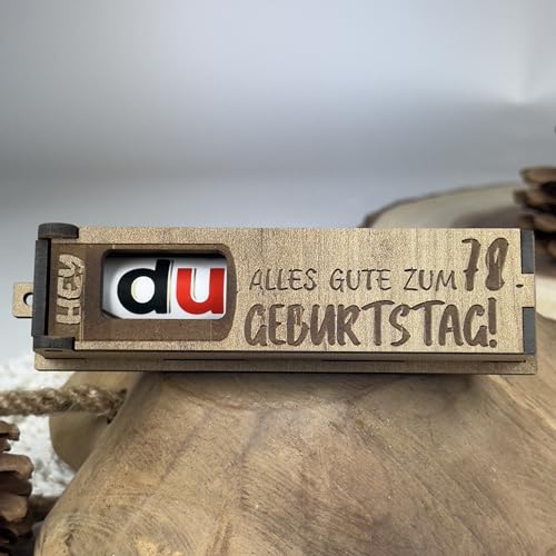 Urhome Geschenkbox Alles Gute zum 78. Geburtstag mit Duplo Schokoriegel - Überraschung Holzbox mit Spruch Gravur inkl. Schokolade Geschenk Riegel - Geburtstagsgeschenk für Erwachsene Mann Frau von Urhome