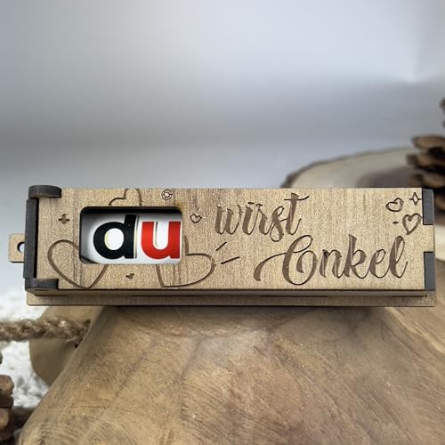 Urhome Geschenkbox Du wirst Onkel Überraschung mit Duplo Schokoriegel - Herzen Überraschungsbox mit Spruch Gravur inkl. Schokolade Riegel - Schwangerschaft verkünden Geschenk graviert von Urhome