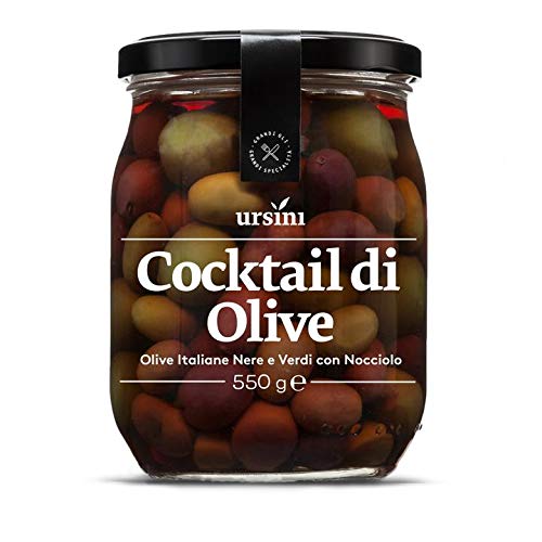 Cocktail di Olive italienische Antipasti Oliven in Salzlake bella di cerignola, verdi di sicilia, leccino aus Abbruzzen von Ursini