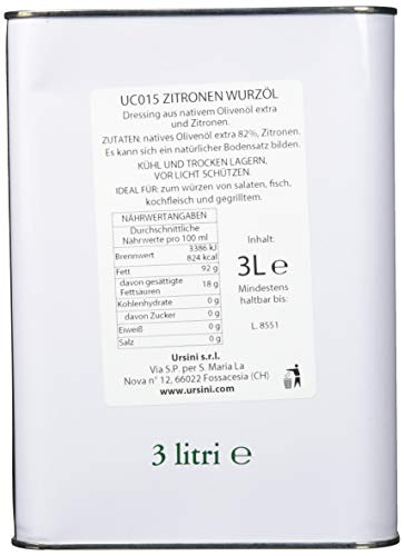 Ursini Olio al limone, Olivenöl mit Limonen, 1er Pack (1 x 3000 ml) von Ursini