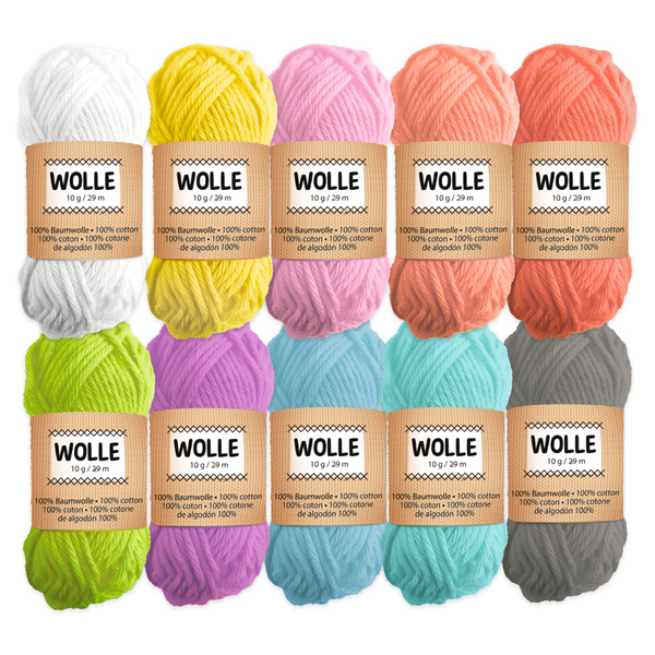 10 Knäule Wolle, Pastellfarben von Ursus