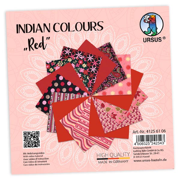 15 Blatt Bastelpapier, Indian Colors in Rottönen, 13,7cm x 13,7cm von Ursus