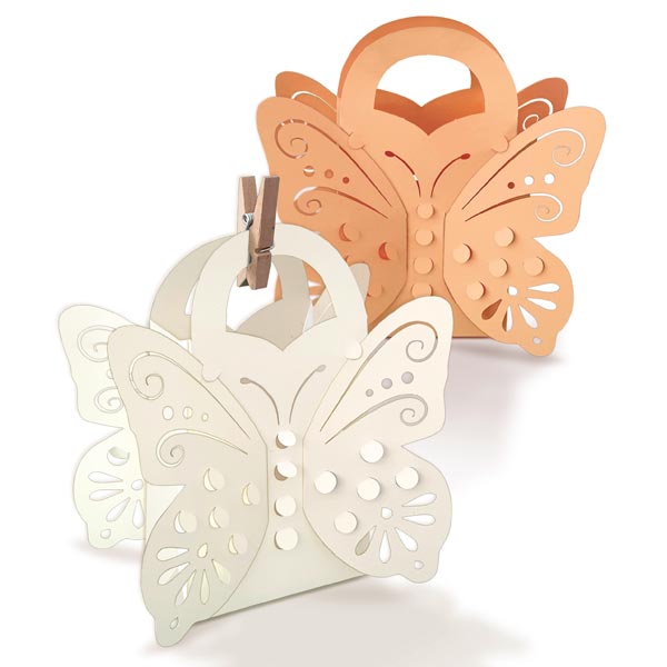 Bastelset für 5 Mini Schmetterlings-Taschen,  ca. 7cm x 7cm x 18cm von Ursus