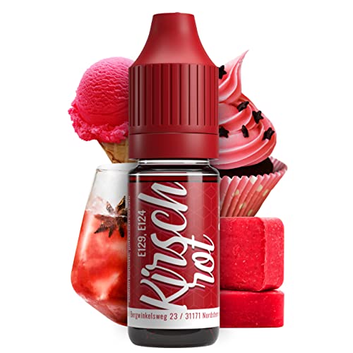 Lebensmittelfarbe Kirschrot 10ml Farbstoff hoch konzentriert, Made in DE zuckerfrei, flüssig, zum Färben von Getränken, Kuchen, Teig, Toppings, Slime uvm. Tortendeko - Backzubehör von V2 FOODS