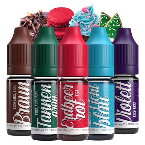 Belissia Lebensmittelfarbe Set Weihnachten – 5x10ml flüssig & hochkonzentriert – Lebensmittelechte Speisefarbe zum Backen, Kochen, Fondant & DIY - vegan, stark färbend, geschmacksneutral Belissia Lebensmittelfarbe Set Weihnachten – 5x10ml flüssig & hochkonzentriert – Lebensmittelechte Speisefarbe zum Backen, Kochen, Fondant & DIY - vegan, stark färbend, geschmacksneutral von Belissia