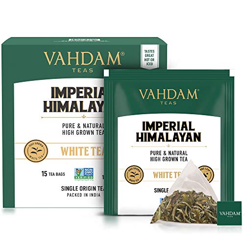 VAHDAM, Weißer Tee (15 Teebeutel) Premiumqualität, Aromatische Höhenpflanze | Handverlesene Ernte | Reiner Weißer Tee, Ungemischt von VAHDAM