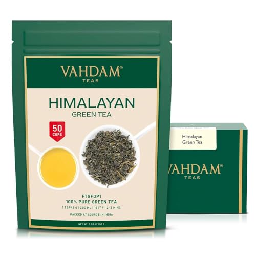 VAHDAM, Grüner Tee Lose Aus Den Himalaya (100g, 50+ Tassen) 100% Reiner Grüntee Aus Den Hochlandplantagen | FTGFOP1, Glutenfrei | Frisch & Direkt Von Der Quelle In Indien von VAHDAM