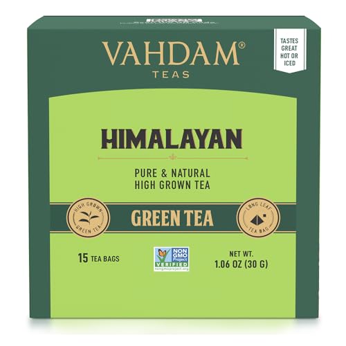 VAHDAM, Grüner Tee Blätter Von Himalaya - 15 Tee Teebeutel | 100% Natürlicher Grüntee | Brauen Sie heißen oder Eistee von VAHDAM