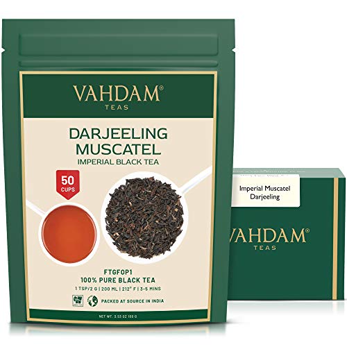 Imperial Muscatel Darjeeling Teeblätter (50 Tassen) aromatisch & reichhaltig, Zweite Flush Ernte, 100% Pure Unblended Darjeeling Tee, Grown & Shipped Direct aus Indien,100g von VAHDAM