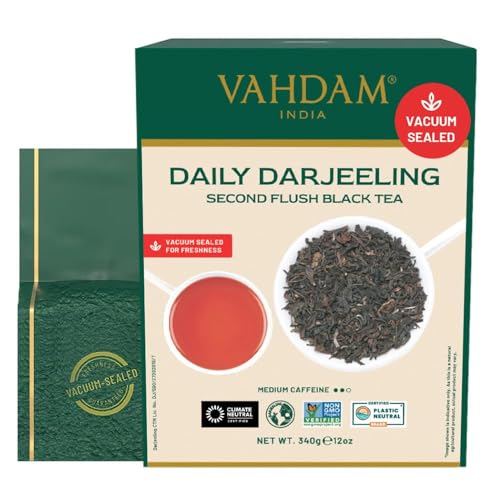 VAHDAM, Darjeeling Schwarzer Tee (340g, 170+ Tassen) Reine, Ungemischte Darjeeling Teeblätter Aus Dem Himalaya | Loseblatt Tee, FTGFOP1 | Verpackt Und Versendet Direkt Von Der Quelle In Indien von VAHDAM