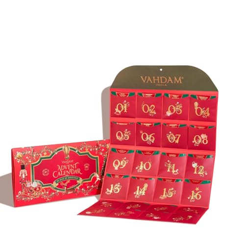 VAHDAM, Tee Adventskalender 2024 | Limitiertes Auflage Faltgeschenkset | 24 Einzigartige Lose Blatttees | Adventskalender 2024 | Weihnachtsgeschenkset Für Frauen & Männer-Loose von VAHDAM