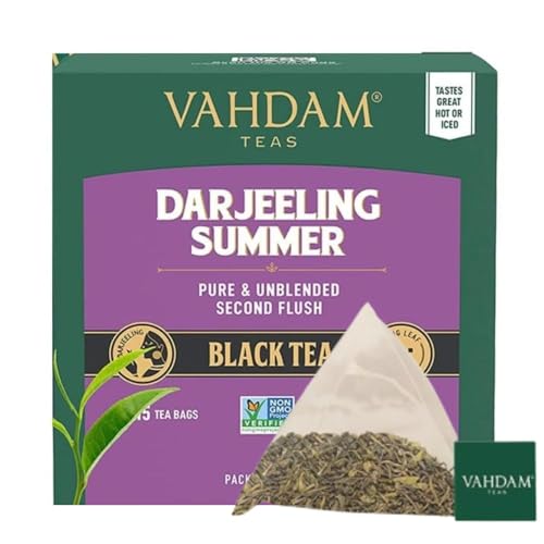 VAHDAM, Darjeeling Schwarzer Tee Aus Himalaya (15 Schwarzer Teebeutel) Mittleres Koffein | 100% Reine Ungemischte Darjeeling-Teebeutel, Heißen/Eistee Aufbrühen von VAHDAM