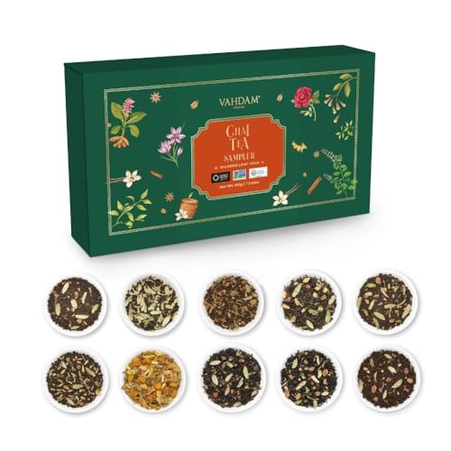 VAHDAM, Sortierte Chai Loser Tee Probierset - 10 Indische Exotische Masala Chai Tee (50+ Portionen) Glutenfrei Weihnachtstee | Weihnachten Geschenke | Weihnachtsgeschenke Für Frauen & Männer von VAHDAM