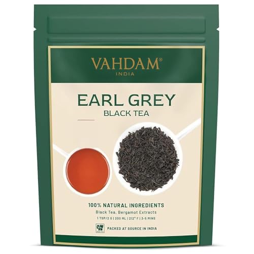 VAHDAM, Earl Grey Schwarzer Tee (340g, 170+ Tassen) Blumig, Zitronig & Köstlich Lose Blätter Tee | Schwarzer Tee Gemischt Mit Starken Bergamotte Extrakten | 100% Reiner & Frisch, Direkt Aus Indien von VAHDAM