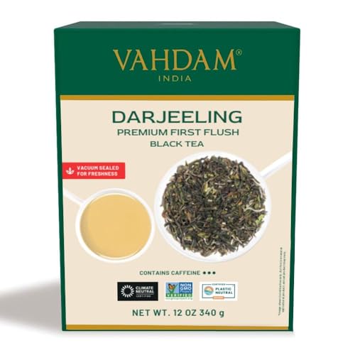 VAHDAM, Darjeeling Schwarztee - Premium Erster Flush (340g) | Loser Blatt mit Reichem Aroma | 100% Natürlicher Tee Direkt aus Indien | Authentischer Schwarzer tee für Teeliebhaber von VAHDAM