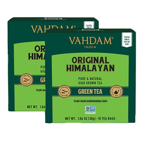 VAHDAM, Grüner Tee Von Himalaya (30 Pyramiden Teebeutel) 100% Reiner & Aromatischer | Natürliche Grüntee Loses Blatt | Frisch & Direkt Von Der Quelle In Indien | Heiß Oder Eisgekühlt Aufbrühen von VAHDAM