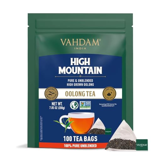 VAHDAM, Himalayan Oolong Teebeutel (100 Loser Tee Teebeutel) | 100% natürlicher Entgiftungstee | 100% reiner Oolong Tee loses Blatt in Pyramidenteebeuteln | Leichtes Braü - Heiß, Eis/Kombucha Tee von VAHDAM