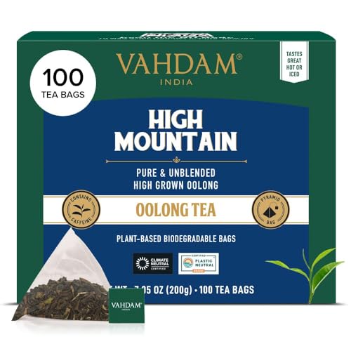 VAHDAM, Himalaya Oolong Teebeutel (100 Teebeutel) 100% Reiner Oolong Tee Loser Blatt in Pyramidenteebeuteln | Braü Heiß, Eis/Kombucha Tee von VAHDAM