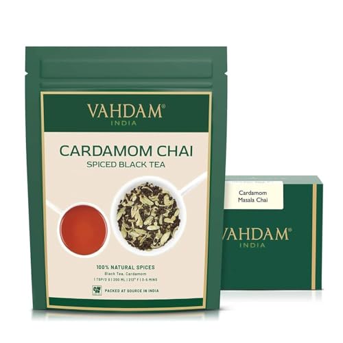 VAHDAM, Cardamom Chai Spiced Black Tea (200g) Gewürzter Chai-Tee | Indiens traditioneller Kardamom-Tee | Frisch & Direkt Von Der Quelle In Indien | Masala Chai Tee, Chai Latte von VAHDAM