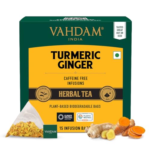 VAHDAM, Kurkuma Ingwer Leistungsfähiger Superfood-Kräutertee, 15 Anzahl | Kurkuma Teebeutel | Kräuterteebeutel | Kraftvolles Wellness Eigenschaften Von Turmerischem Tee Mit Ginger VAHDAM, Kurkuma Ingwer Leistungsfähiger Superfood-Kräutertee, 15 Anzahl | Kurkuma Teebeutel | Kräuterteebeutel | Kraftvolles Wellness Eigenschaften Von Turmerischem Tee Mit Ginger von VAHDAM