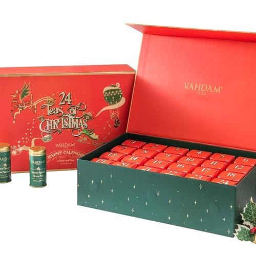 VAHDAM, Weihnachtstee Geschenkset | 24 Loser Tees im luxuriösen Geschenkset - 500g | Weihnachtsgeschenke für Frauen und Männer | Das ideale Geschenk für Genießer und Teeliebhaber von VAHDAM