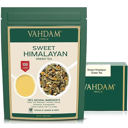 VAHDAM, Sweet Himalayan Green Tea (200g) 100% Natürlicher Loser Tee | Premium Grüner Tee | Direkt Von Der Quelle In Indien | Aufbrühen Heißen/Eistee von VAHDAM