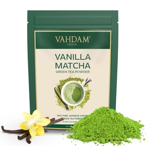 VAHDAM, Vanille Matcha Tee Pulver (50 Tassen, 100g) Lecker Premium Qualität Japanischer Herkunfts Matcha Teepulver | 100% Natürlich | Brauen Sie köstlichen Latte von VAHDAM
