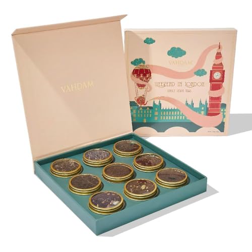 VAHDAM, Wochenende In London - Tee Geschenkset, 9 Verschiedene Chai Tee & Schwarzer Tee In Geschenkbox | Tee Geschenkset Für Frauen & Männer von VAHDAM