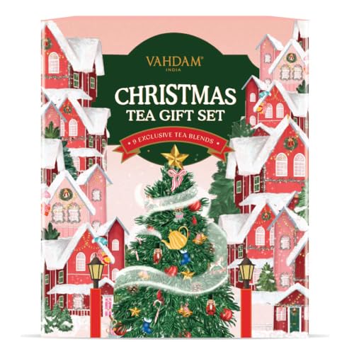 VAHDAM Weihnachten Tee Geschenkset - 45 Teebeutel | 9 Geschmacksrichtungen Preisgekrönter Teemischungen | Weihnachten Tee Geschenke Für Männer Und Frauen | Christmas Gift Set 9x5 von VAHDAM