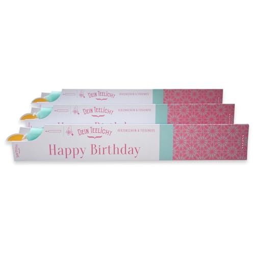 DEIN TEELICHT | Happy Birthday | Kerzenschein & Teegenuß | Stabkerze & Früchtetee | 3er-Set von VALINA