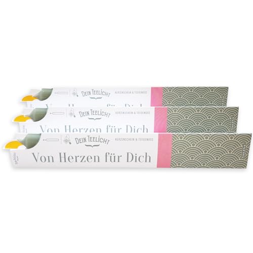 DEIN TEELICHT | Von Herzen für Dich | Kerzenschein & Teegenuß | Stabkerze & Früchtetee | 3er-Set von VALINA