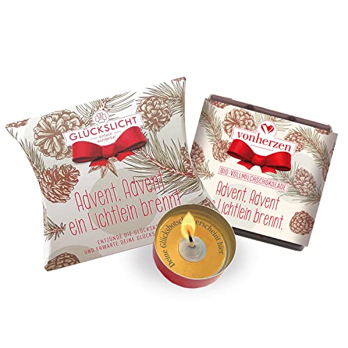 Glückslicht & BIO-Vollmilchschokolade (50g) / Emotion/Advent, Advent ein Lichtlein brennt von VALINA