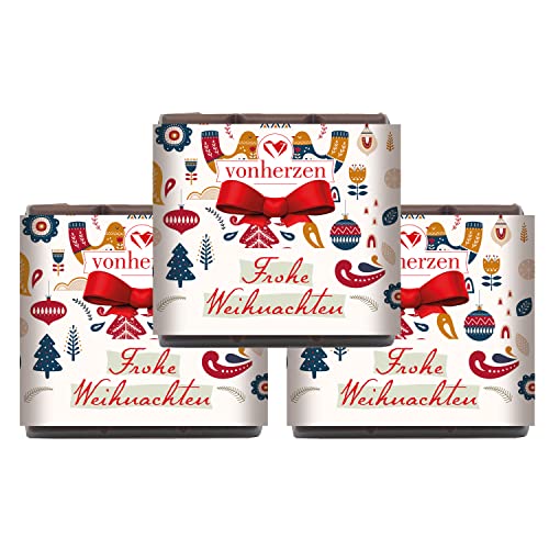 Handgeschöpfte BIO-Vollmilchschokolade/Vintage/Frohe Weihnachten / 3 Stück zu je 50g von VALINA