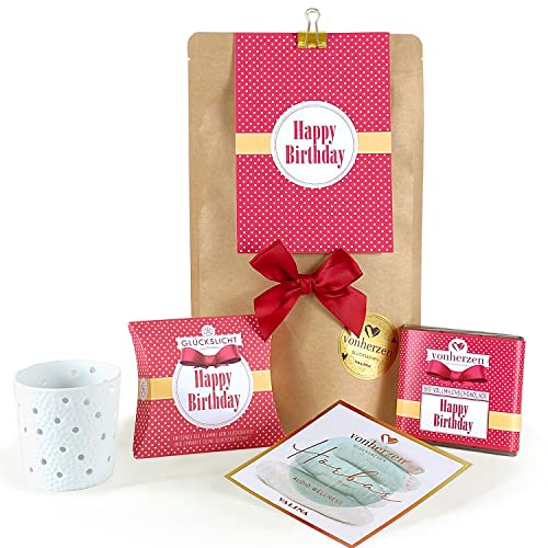 VONHERZEN Glückslicht Geschenkset "Kleine Auszeit" / Dots/Happy Birthday von VALINA