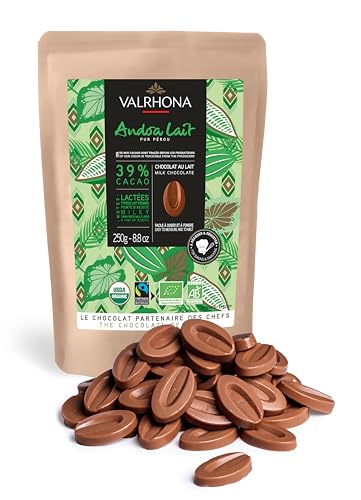 VALRHONA Bio Fairtrade Milchschokolade Drops Lait Andoa 39% 250 g von VALRHONA