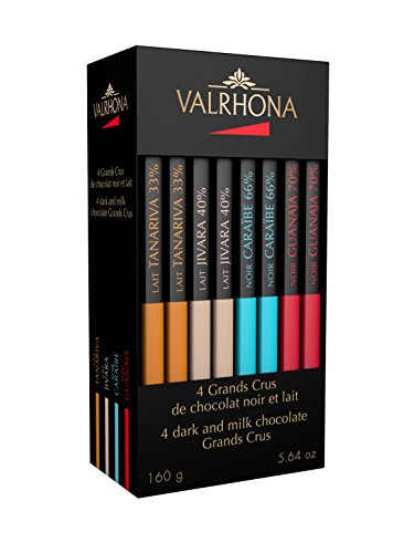 VALRHONA - Boîte 4 Grands Crus 8 Riegel - Dunkle Schokolade und Milchschokolade - Tafel Schokolade - 160g von VALRHONA