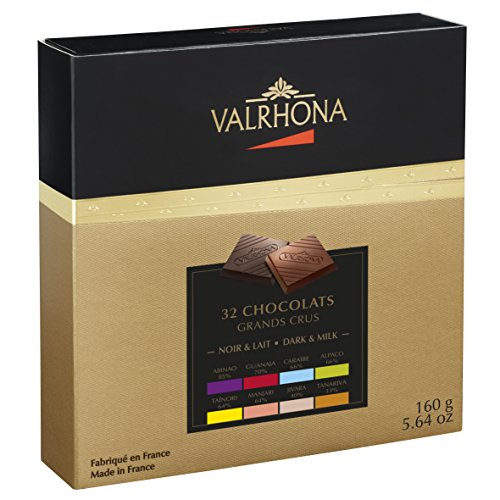 VALRHONA - Schachtel 8 Grands Crus 32 Täfelchen - Dunkle Schokolade und Milchschokolade - Tafel Schokolade - 160g von VALRHONA