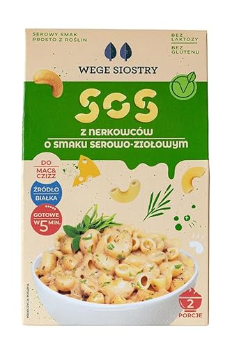 Glutenfreie Vegane Soße Cashew mit Käse-Kräuter-Geschmack 40 g - Vegane Fertiggerichte - 100% auf Pflanzenbasis von VEGGIE SISTERS