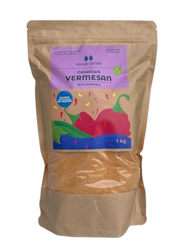 Vegan Parmesan Gerieben - Parmesankäse Glutenfrei - Streukäse Frei von Zusatzstoffen und Künstlichen Aromen (1000 g, Cashew mit Paprika) Vegan Parmesan Gerieben - Parmesankäse Glutenfrei - Streukäse Frei von Zusatzstoffen und Künstlichen Aromen (1000 g, Cashew mit Paprika) von VEGGIE SISTERS