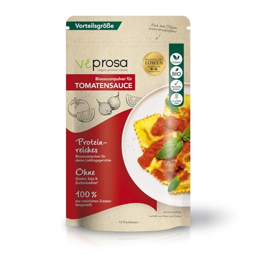 VEPROSA Bio-Saucenpulver Tomatensauce 250g Vorteilspack | Vegane Protein Saucen mit über 30% Protein, perfekte Ergänzung zu vielen herzhaften Gerichten | 100% natürliche Zutaten, glutenfrei von VEPROSA