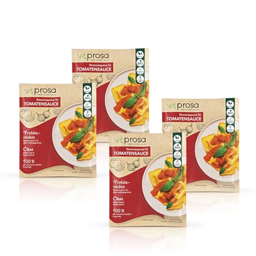 VEPROSA Bio-Saucenpulver Tomatensauce 4x50g | Vegane Protein Saucen mit über 30% Protein, perfekte Ergänzung zu vielen herzhaften Gerichten | 100% natürliche Zutaten, glutenfrei von VEPROSA